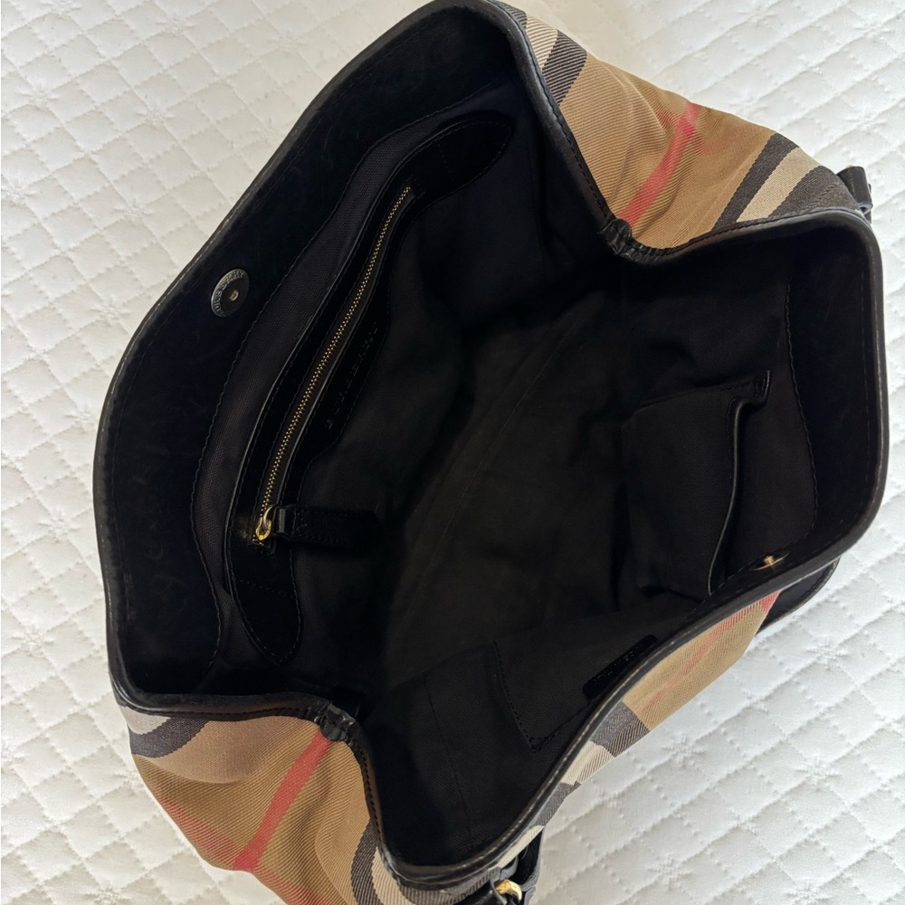 Burberry Tan and Black Tote Bag with Iconic Check Pattern - Picture 8 of 14